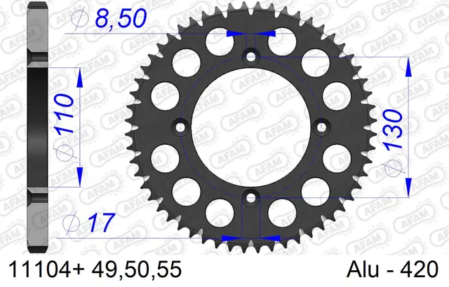 AFAM Bakdrev, Alu #420,SC- Honda CR, 55T CR80 96-02, CR85 05-07 