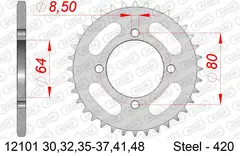 AFAM Bakdrev, Stål #420- Yamaha PW/TT-R+ FS/LB//LC/PW/RD/RT/RX/RZ/TT-R, 50-90cc