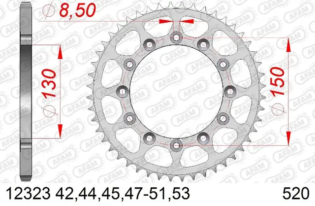 AFAM Bakdrev #520 - Yama WR/YZ/F,53T Standard 