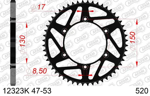 AFAM Bakdrev 520 Stål Sort - Honda/Yama CB/NX/XL/XR/TTR/WR/YZ++ 