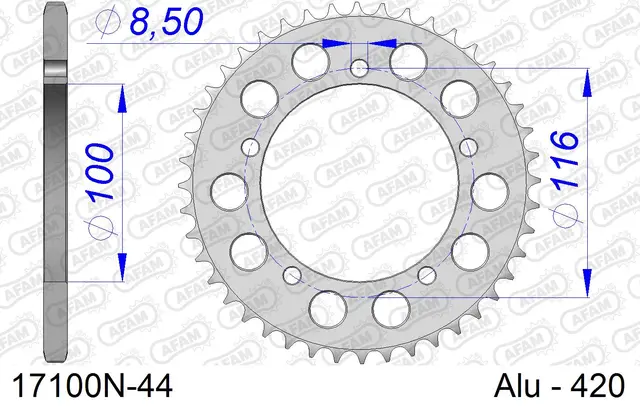 AFAM Bakdrev #420 Alu. Kawa/Suzuki KX60 83-03, RM60 03-04 