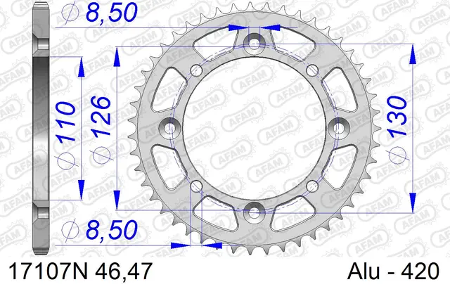 AFAM Bakdrev 420/46 Aluminium KX65/RM65