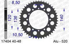 AFAM Bakdrev, Alu #520 - Kawasaki/Suzuki ZX6R,ZXR750,GSX-R600/750