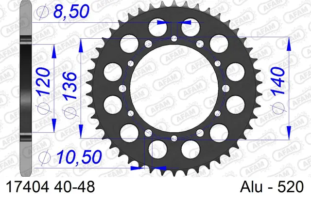 AFAM Bakdrev, Alu #520 - Kawasaki/Suzuki ZX6R,ZXR750,GSX-R600/750 