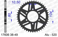 AFAM Bakdrev, Aluminium #520 - Kawasaki Ninja,Z750/800/1000,ZX6/7/9/10R++