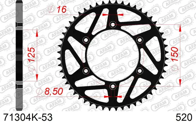 AFAM Bakdrev Stål Sort 520-GG/KTM/HQ,53T EC/EX/FC/FE/FX/TC/TE/TX/EXC/-F/SX/-F/XC+ 