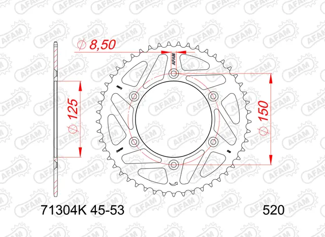 AFAM Bakdrev Stål Sort 520- GG/KTM/HQ EC/EX/FC/FE/FX/TC/TE/TX/EXC/-F/SX/-F/XC+ 