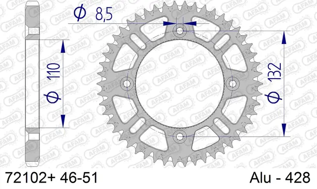 AFAM Bakdrev, Alu#428 SC- HQ/KTM TC85 2014-> , SX150 04-06, SX85 03-> 