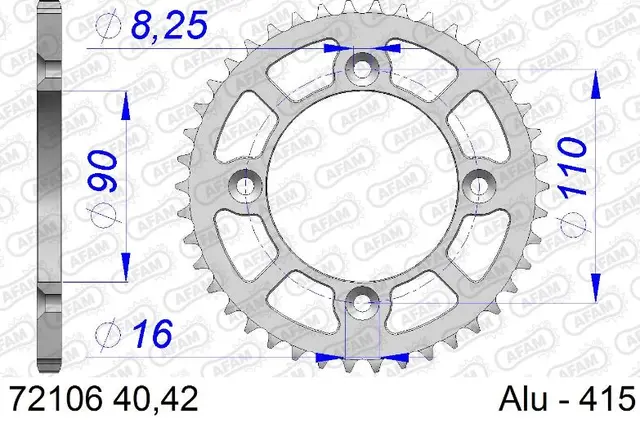 AFAM Bakdrev #415 Alu- GG/HQ/KTM MC50, TC50, SX50 