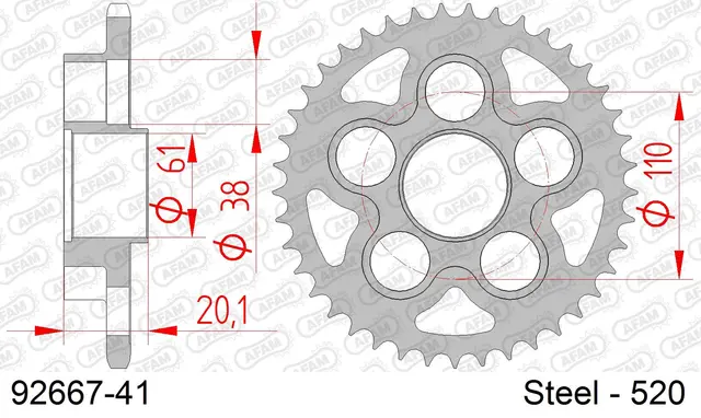 AFAM Bakdrev - Stål, #520 MV AGUSTA 