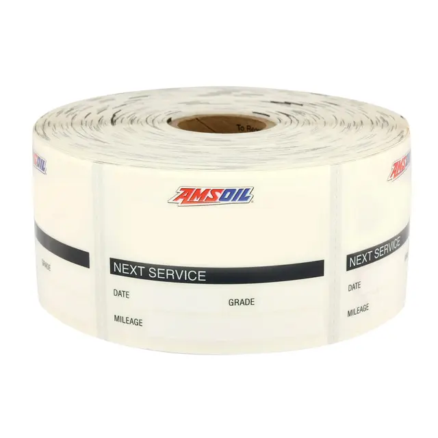 AMSOIL Sticker Oljeservice 2.5x1.8'' Rull med 500 stk (For glass) 
