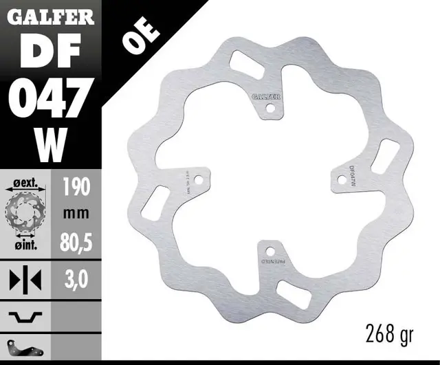 Galfer Bremseskive, Fast, 190x3mm 