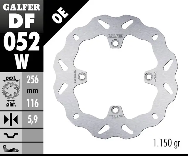 Galfer Bremseskive, Fast, 256X5.9mm 