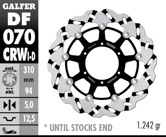 Galfer Bremseskive, Flytende Slisset Venstre (C. Alu.) 310x5mm 