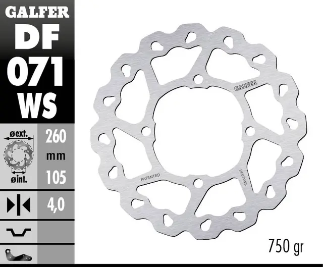 Galfer Bremseskive, Fast Overdim 260x4,2mm 