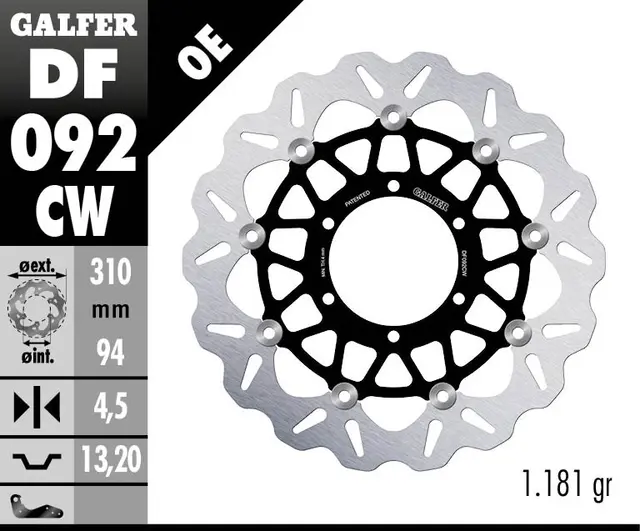 Galfer Bremseskive W, Flytende Kompl. (C. Alu.) 310x4,5mm 
