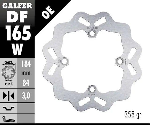 Galfer Bremseskive, W, Fast, 184x3mm 