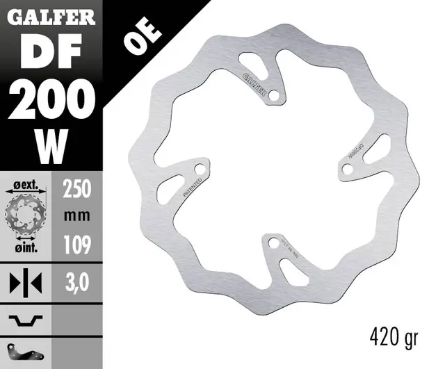 Galfer Bremseskive, W, Fast, 250x3mm 