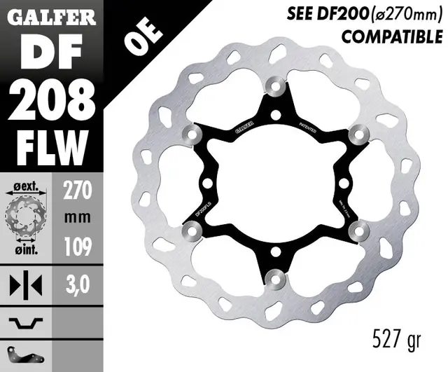 Galfer Bremseskive W, Flytende (C. Stål) 270x3mm 