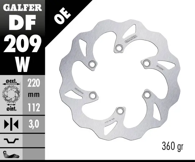 Galfer Bremseskive, W, Fast, 220x3mm 