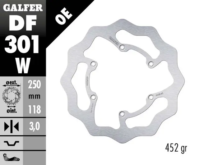 Galfer Bremseskive, W, Fast, 250x3mm 