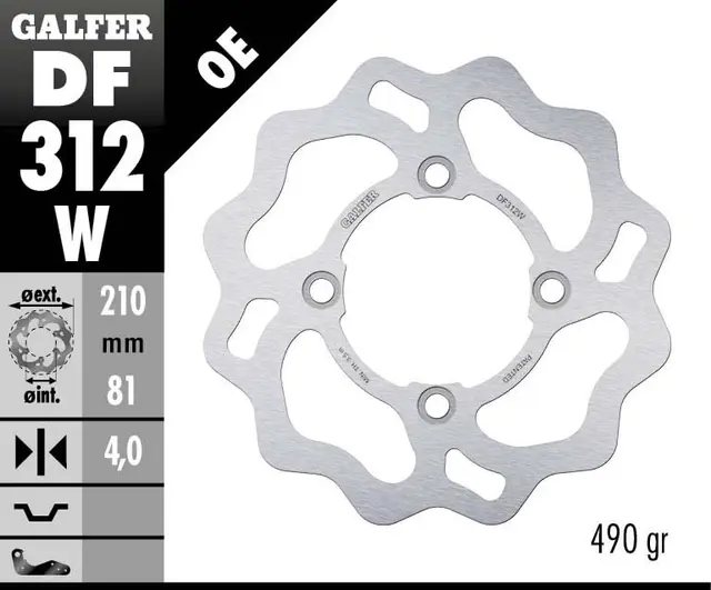 Galfer Bremseskive, W, Fast, 210x4mm 