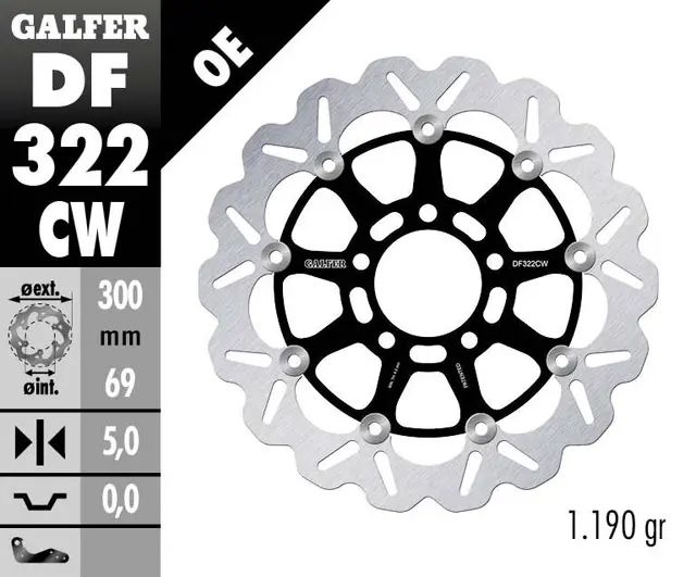 Galfer Bremseskive W, Flytende Kompl. (C. Alu.) 300x5mm 