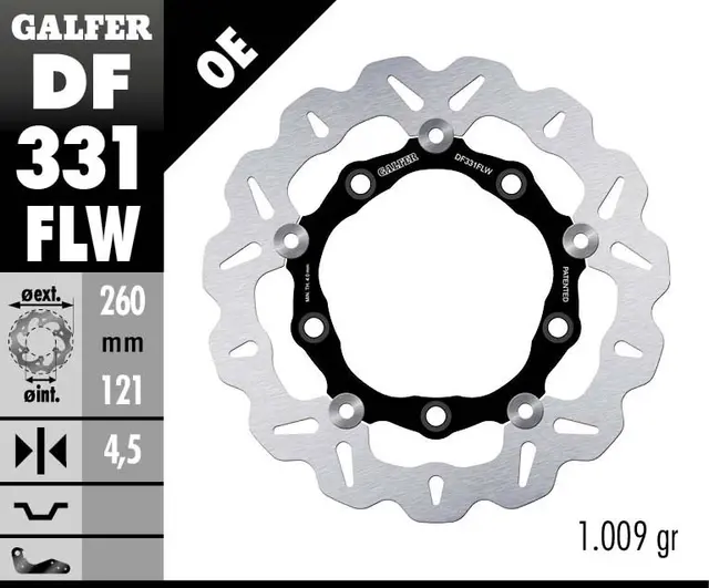 Galfer Bremseskive W, Flytende (C. Stål) 260x4,5mm 