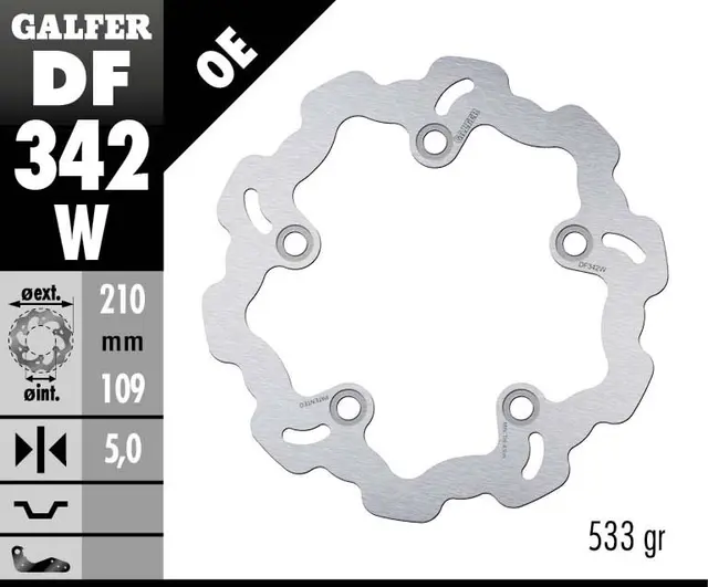 Galfer Bremseskive, W, Fast, 210x5mm 