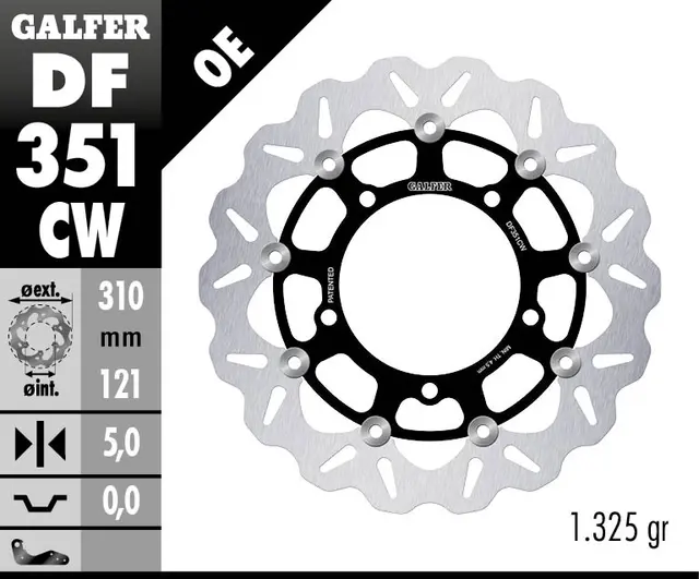 Galfer Bremseskive W, Flytende Kompl. (C. Alu.) 310x5mm 