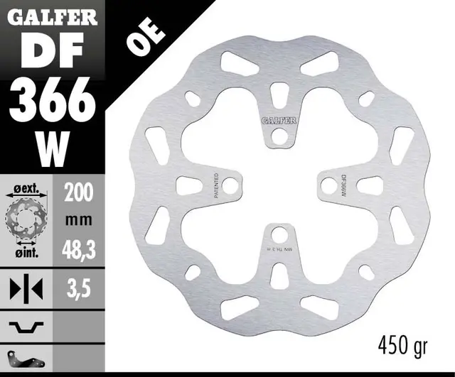 Galfer Bremseskive, W, Fast, 200x3,5mm 