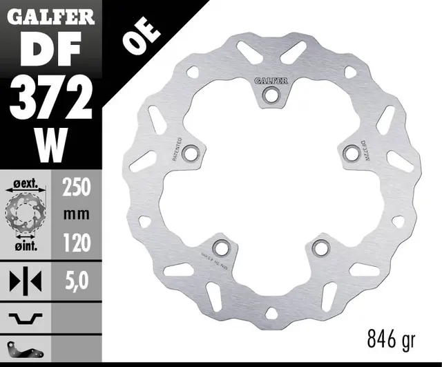 Galfer Bremseskive, W, Fast, 250x5mm 