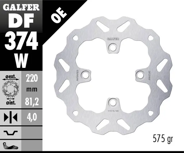 Galfer Bremseskive, W, Fast, 220x4mm 