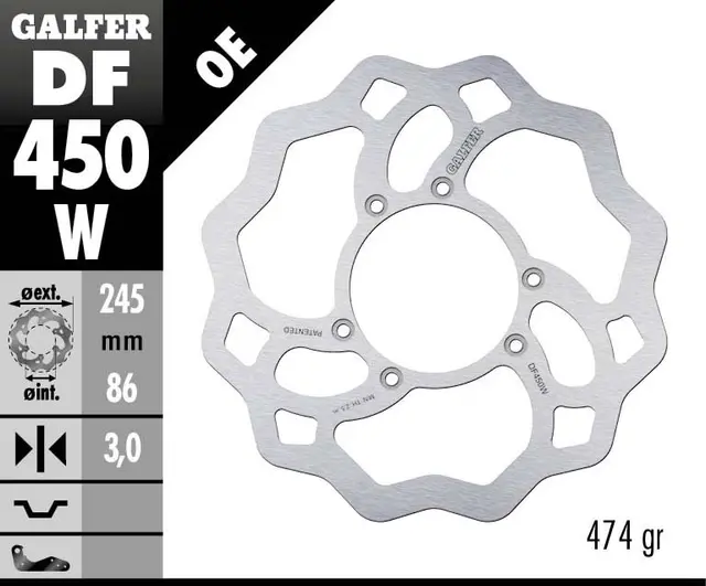 Galfer Bremseskive, W, Fast, 245x3mm 