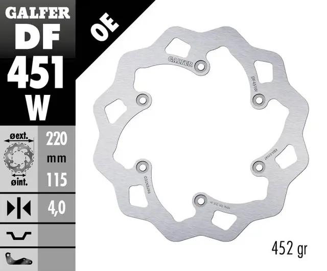 Galfer Bremseskive, W, Fast, 220x4mm 