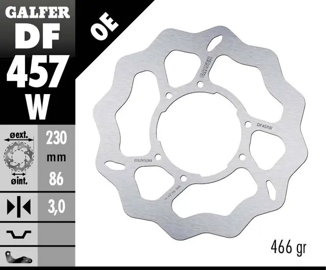 Galfer Bremseskive, W, Fast, 230x3mm 