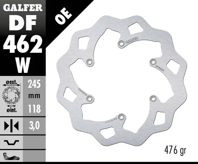 Galfer Bremseskive, W, Fast, 245x3mm 