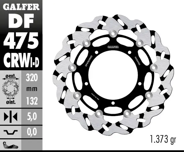 Galfer Bremseskive W, Flytende Slisset Høyre (C. Alu.) 320x5mm 