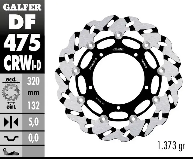 Galfer Bremseskive W, Flytende Slisset Venstre (C. Alu.) 320x5mm 