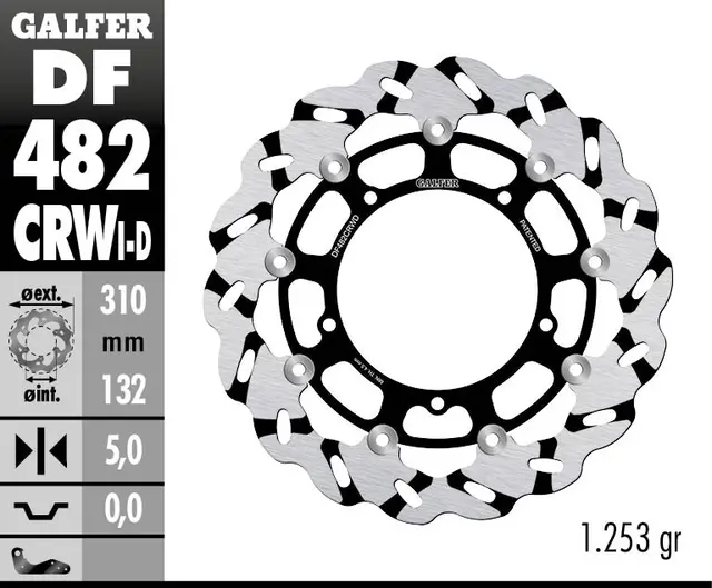 Galfer Bremseskive W, Flytende Slisset Høyre (C. Alu.) 310x5mm 