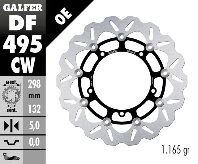 Galfer Bremseskive W, Flytende Kompl. (C. Alu.) 298x5mm 