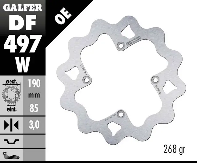 Galfer Bremseskive, W, Fast, 190x3mm 