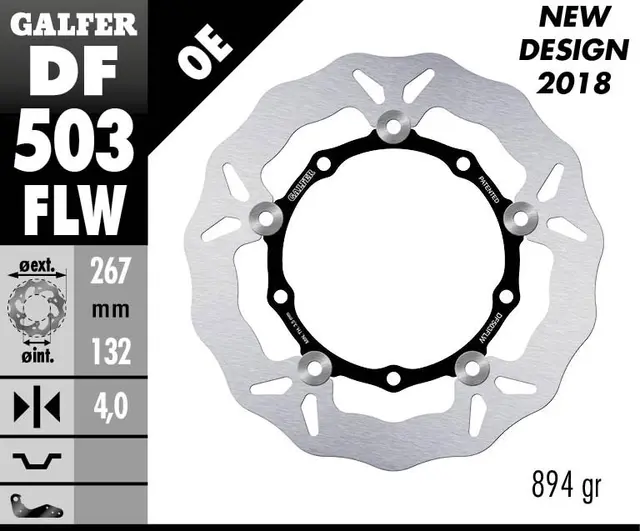 Galfer Bremseskive W, Flytende (C. Stål) 267x4mm 