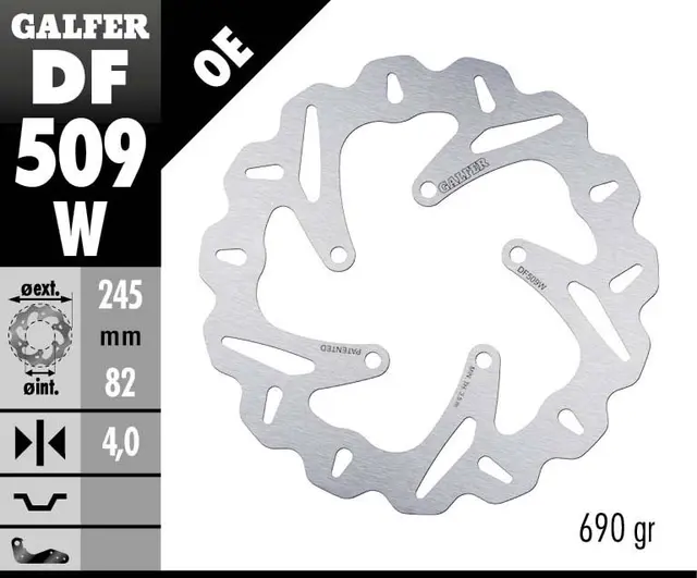 Galfer Bremseskive, W, Fast, 245x4mm 