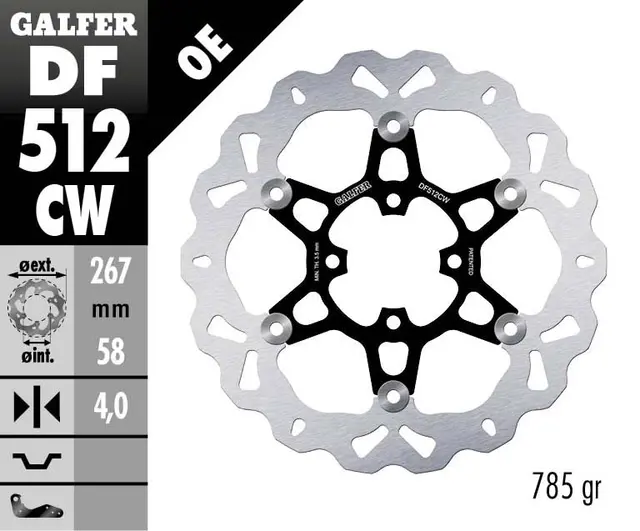 Galfer Bremseskive W, Flytende (C. Alu.) 267x4mm 