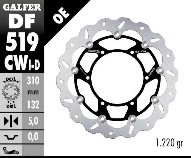 Galfer Bremseskive W, Flytende Venstre (C. Alu.) 310x5mm 