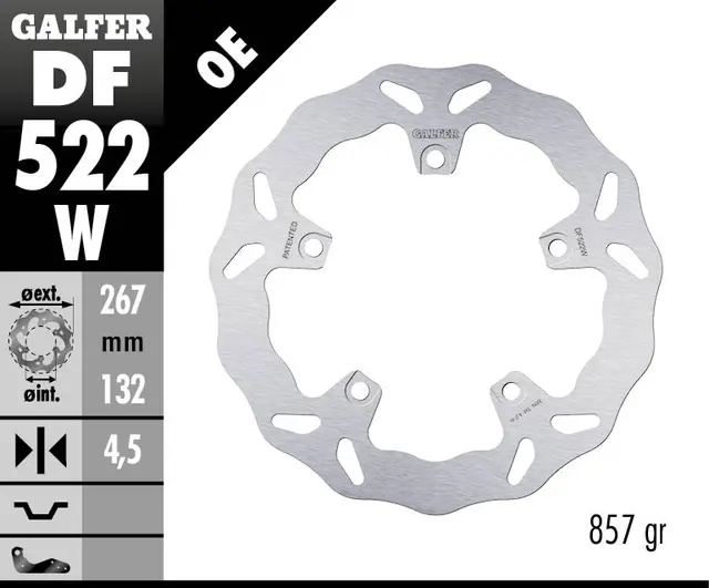 Galfer Bremseskive, W, Fast, 267x4,5mm 