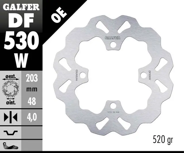Galfer Bremseskive, W, Fast, 203x4mm 