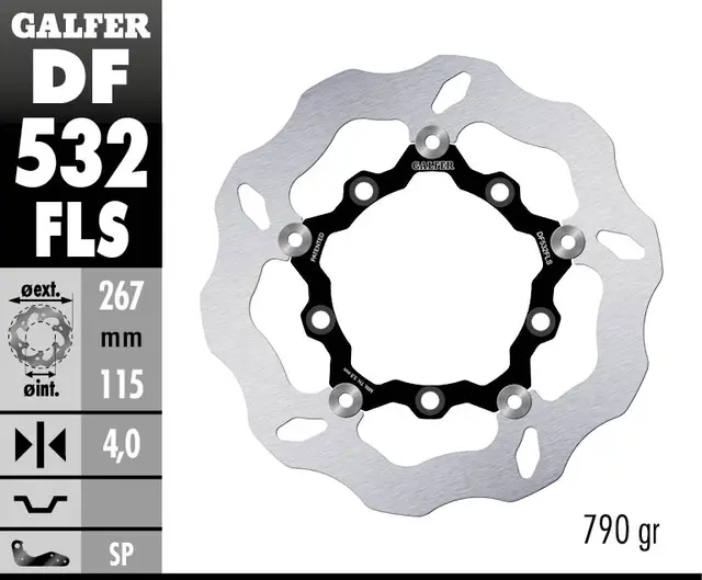 Galfer Bremseskive W, Flytende Oversize,  (C. Stål) 267x4mm 