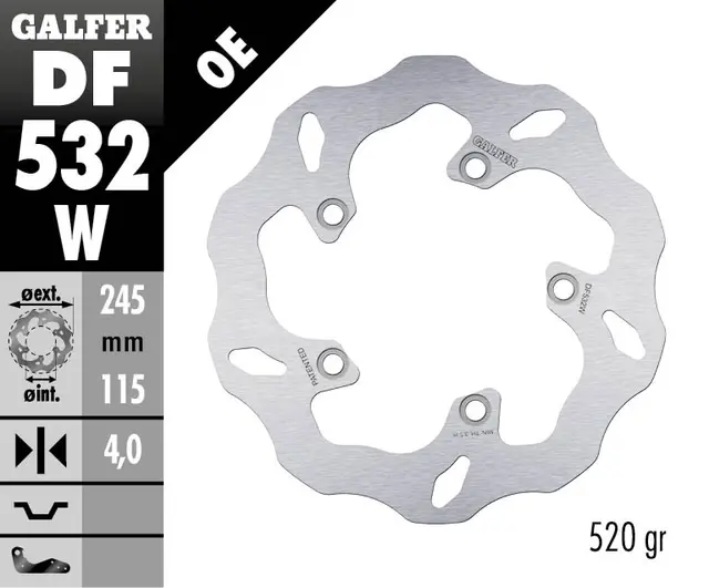 Galfer Bremseskive, W, Fast, 245x4mm 